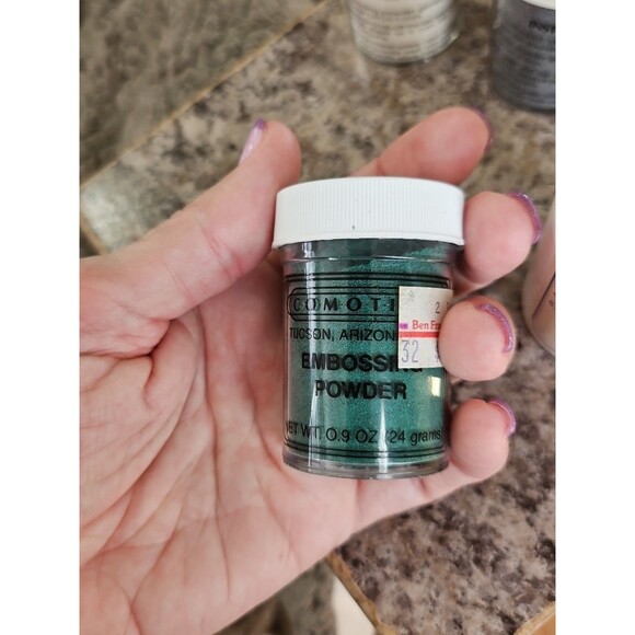 Lot Of 3 New Comotion Embossing Powders .6 oz - Silver, Green & Glitter Plus Ink - Picture 7 of 9